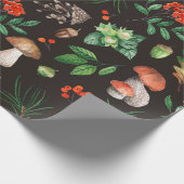 きのこ、ナッツ、葉園、どんぐりを含むシームレスなパターン ラッピングペーパー (角)
