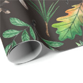 きのこ、ナッツ、葉園、どんぐりを含むシームレスなパターン ラッピングペーパー (ロールコーナー)