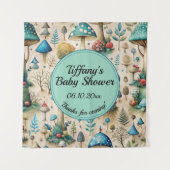 きのこ フェアリーの国 ベビーシャワー おかえり バックドロップ タペストリー (正面)