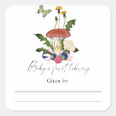 きのこ - ベビーシャワーのブックプレート、赤ちゃんのための本 スクエアシール (正面)