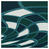 きのこ、抽象芸術-ティール（緑がかった色） -生地 ファブリック (クローズアップ)