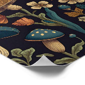 きのこ・花柄デザイン2 ポスター (角)