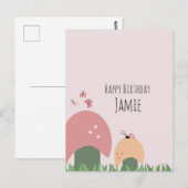 きのこ、蝶、てんとう虫 お誕生日おめでとう ポストカード (正面/裏面)