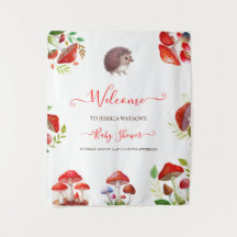 きのこ 赤 水彩 森 ナチュラル ベビーシャワー