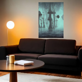 きのこ、霧、海 | AIアートポスター ポスター