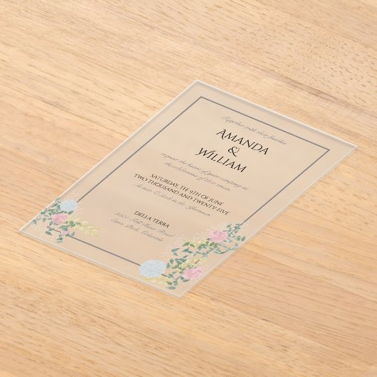 きめ細かく栄えた結婚式招待状 アクリル招待状 (レイダウン)