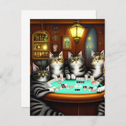 きめ細遊かな猫トランプのポーカー ノートカード (正面/裏面)