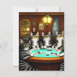 きめ細遊かな猫トランプのポーカー ノートカード