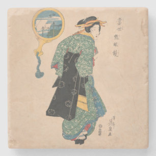 きもの女日本の性遊女さんの絵画 ストーンコースター