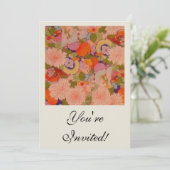 きもの フラワーピンク 花柄 招待状 (スタンド正面)