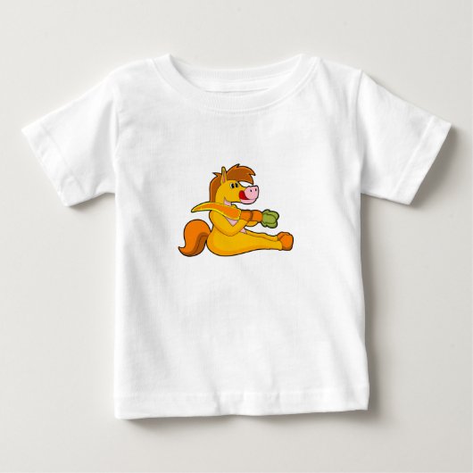 きゃべつを持った馬 ベビーTシャツ (正面)