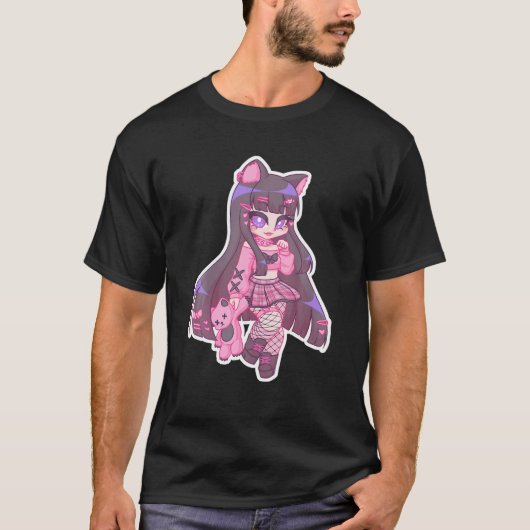 きゅうちゃんですねこ猫えも女の子猫アルトガールエステティック Tシャツ (正面)