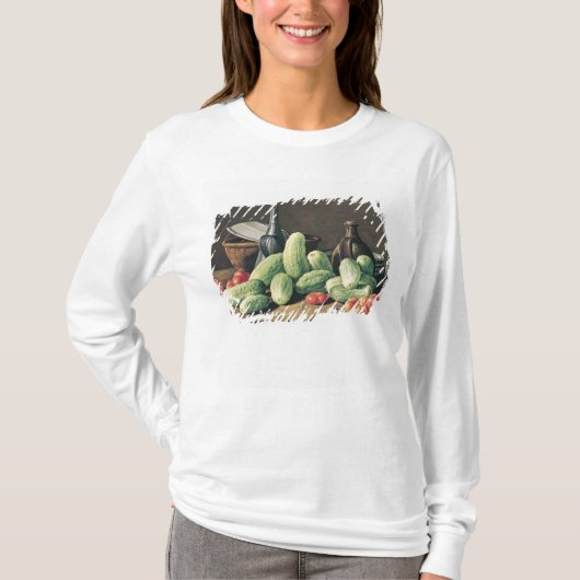 きゅうりおよびトマトが付いている静物画 Tシャツ (正面)