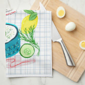 きゅうりサラダレシピ キッチンタオル (四つ折り)