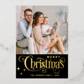 きらきらしたクリスマスの挨 箔シーズンカード (正面)