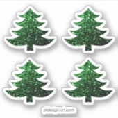 きらきらしたクリスマスツリーの緑の輝き シール (正面)