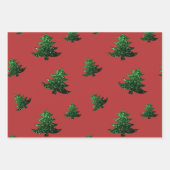 きらきらしたクリスマスツリー 緑のきらきら模様 ラッピングペーパーシート (正面)