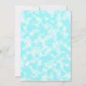 きらきらしたターコイズブルーの孔雀の羽 18歳 招待状 (裏面)