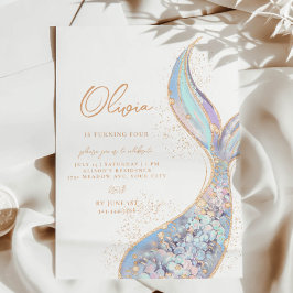 きらきらした人魚の尾の誕生日招待状 招待状