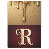きらきらした文字 R モノグラム 滴る液体デザイン クリップボード (裏面)