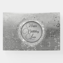 きらきらした星のシルバーカスタム誕生日 横断幕