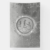 きらきらした星のシルバーカスタム誕生日 横断幕 (縦)