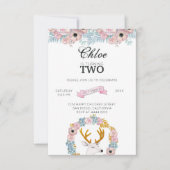 きらきらした角の鹿の誕生日 招待状 (正面)