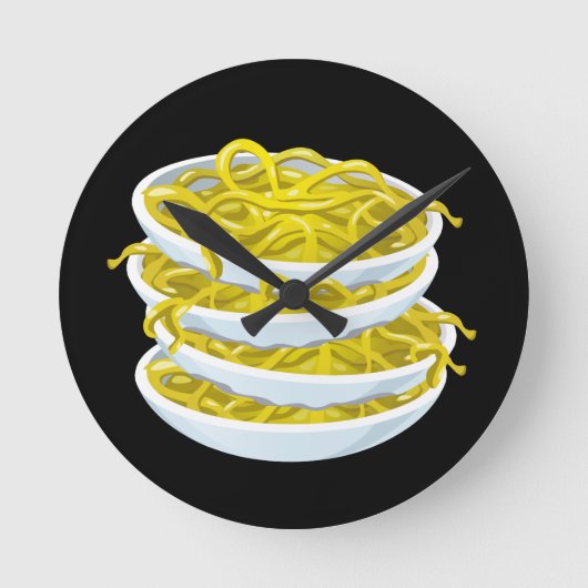 きらきらした食べ物もつれ麺 ラウンド壁時計 (正面)