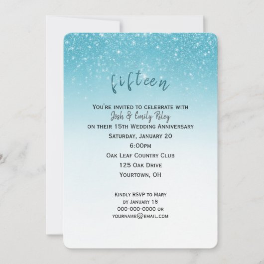 きらきらするコンフェッティ 15周年 結婚記念日 招待状 (正面)
