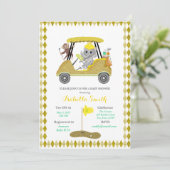 きらきらぞうさん & サルさん ゴルフ ベイビーシャワー 招待状 (スタンド正面)