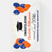 きらきらとしたオレンジとブルーの卒業バナー 横断幕 (縦)