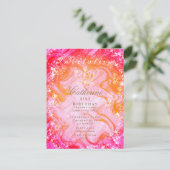 きらきらとしたクラウン グラデーション ピンク 桃の招待状 招待状 (スタンド正面)