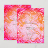 きらきらとしたクラウン グラデーション ピンク 桃の招待状 招待状 (正面/裏面)