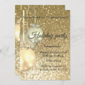 きらきらとしたクリスマスボール会社のホリデーパーティー 招待状 (正面/裏面)