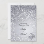 きらきらとしたシルバーのコンフェッティエンゲージパーティーのおしゃれ 招待状 (正面)