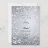 きらきらとしたシルバーのコンフェッティ 結婚発表 パーティー おしゃれ 招待状 (裏面)
