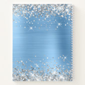 きらきらとしたシルバー・ブルーのホイル ベビーシャワー ゲストブック ノートブック (裏面)