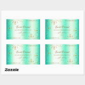 きらきらとしたターコイズゴールドの装飾的なラベル 長方形シール (シート)