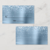 きらきらとしたライトブルーの箔押しの空白カード プレイスカード (正面/裏面)