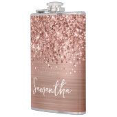 きらきらとしたローズゴールドのグリッター名 フラスク (左)