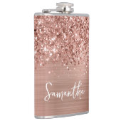 きらきらとしたローズゴールドのグリッター名 フラスク (右)