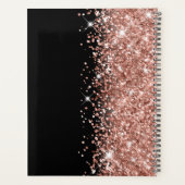 きらきらとしたローズゴールドの豪華な黒 エレガントなスクリプト プランナー手帳 (裏面)