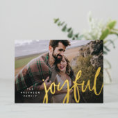 きらきらとした喜びのチェック柄写真カード 箔シーズンカード (立ち正面)