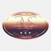 きらきらとした赤茶色の製品ラベル ジュエリーイニシャル 楕円形シール (正面)
