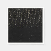 きらきらと光る星のブラックチックエンゲージパーティ スタンダードカクテルナプキン (正面)