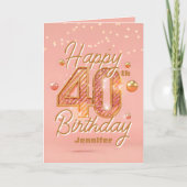 きらきらと豪華な40歳の誕生日 カード (正面)