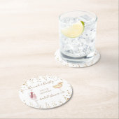 きらきらと輝くカクテル ゴールドグリッター ブライダルブランチ ラウンドペーパーコースター (インサイチュ)