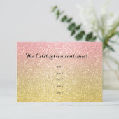 きらきらと輝くグラデーションのパーティーカード（コーラル） 招待状 (スタンド正面)