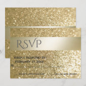 きらきらと輝くゴージャスでエレガントなモダンゴールドストライプの出欠返信 招待状 (正面/裏面)