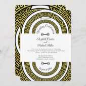 きらきらと輝くゴールドの箔効果グリークミーンダ無限 招待状 (正面/裏面)